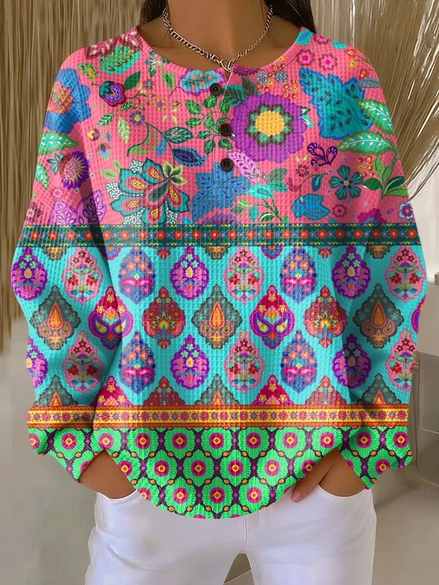 Sign | Sweater with Ethnic Floral Stripes - Rosalie and Grace