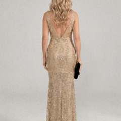 Sirea™ | Sequin Sleeveless Sheer Panel Midi Dress - Rosalie and Grace