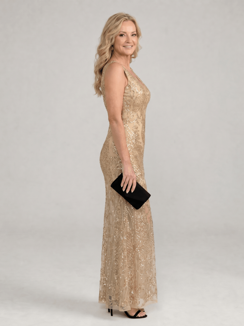 Sirea™ | Sequin Sleeveless Sheer Panel Midi Dress - Rosalie and Grace