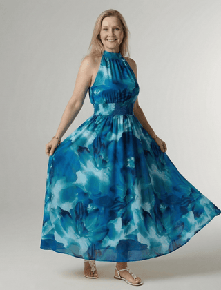 Sylin™ | Gathered Halter Midi Dress - Rosalie and Grace