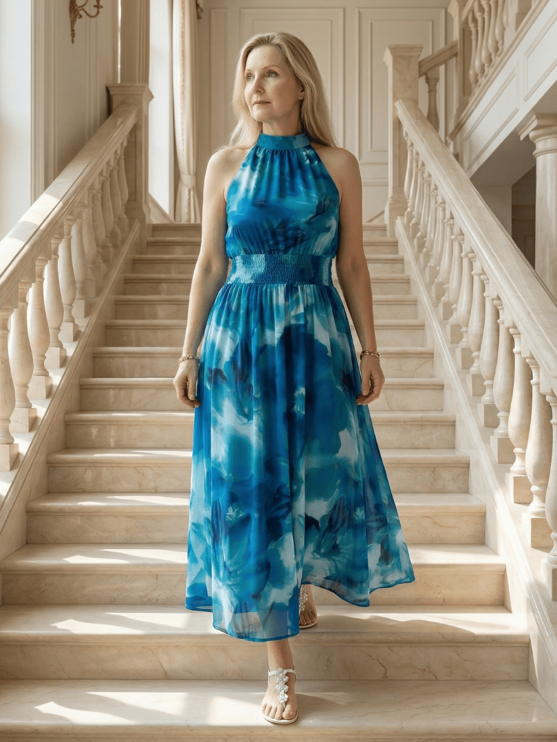 Sylin™ | Gathered Halter Midi Dress - Rosalie and Grace