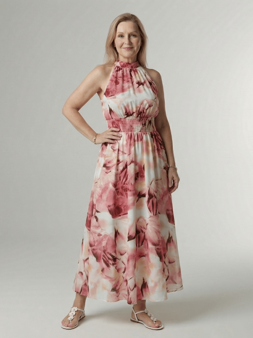 Sylin™ | Gathered Halter Midi Dress - Rosalie and Grace