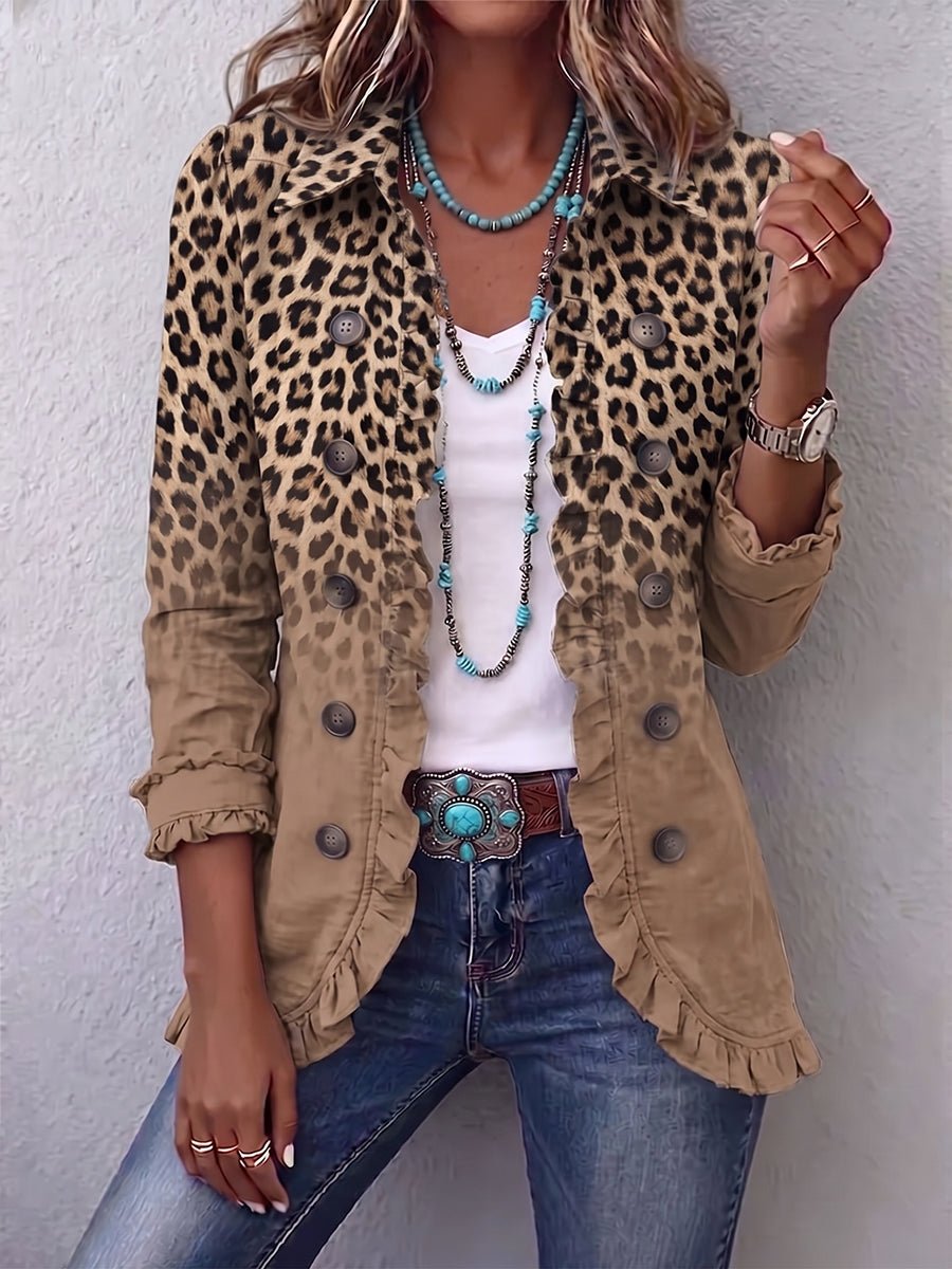 Tawny™ | Vintage Leopard Gradient Ruffle Jacket - Rosalie and Grace