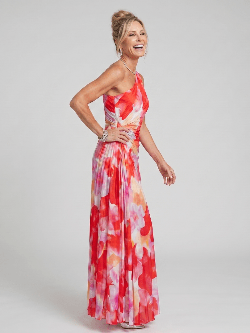 Taya™ | One Shoulder Pleated Bodice Midi Dress - Rosalie and Grace