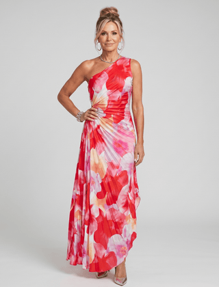 Taya™ | One Shoulder Pleated Bodice Midi Dress - Rosalie and Grace