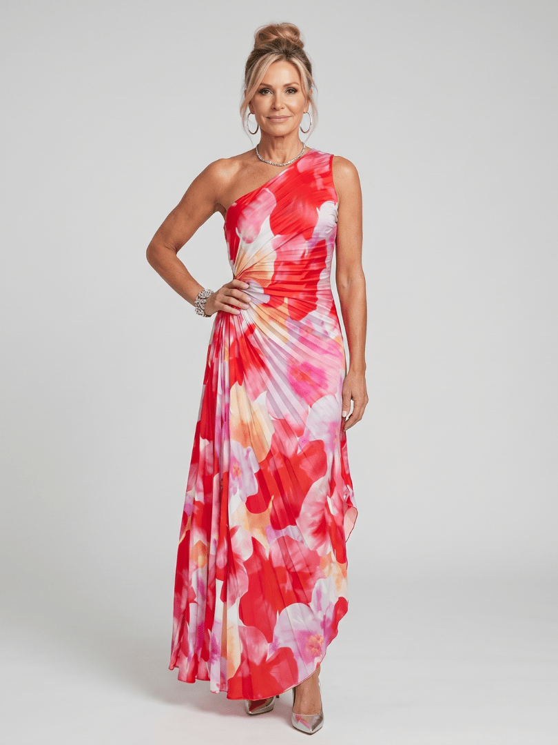 Taya™ | One Shoulder Pleated Bodice Midi Dress - Rosalie and Grace