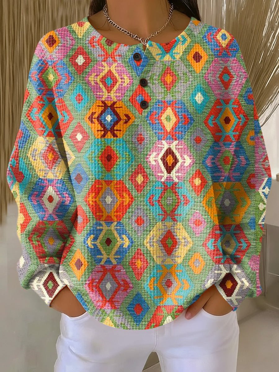 Tilde | Colorful Sweater with Checkered Pattern - Rosalie and Grace