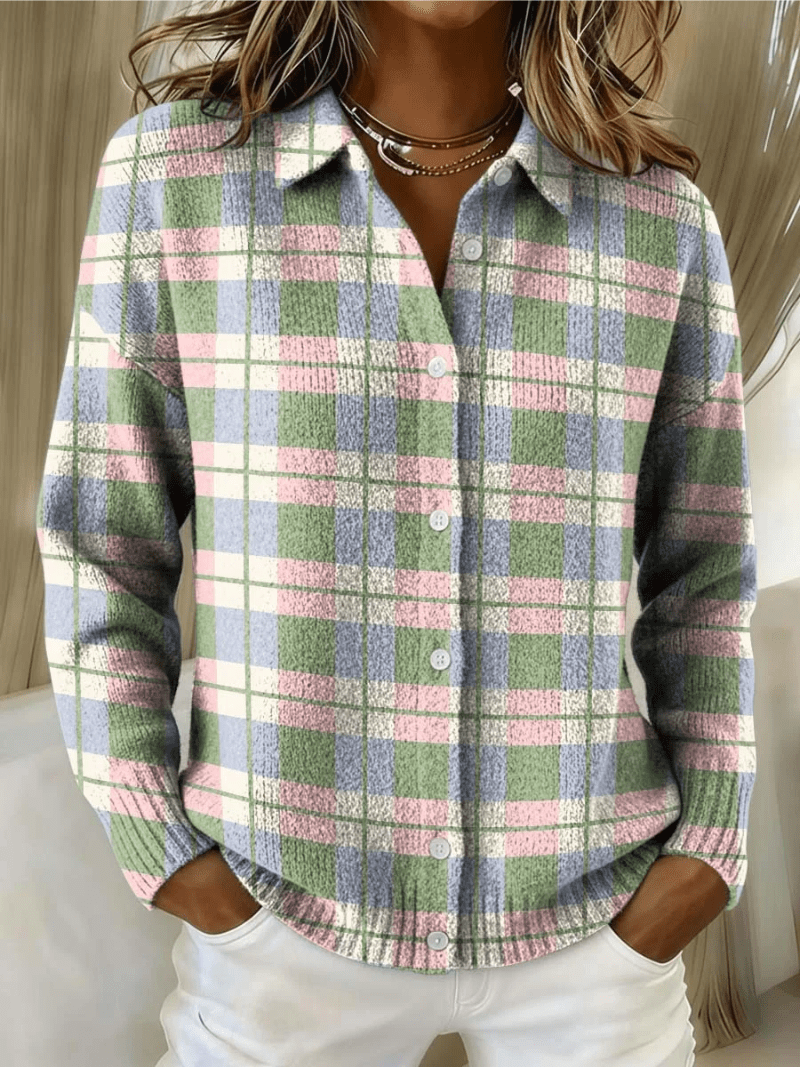 Tivanna™ | Pastel Plaid Button Cardigan - Rosalie and Grace