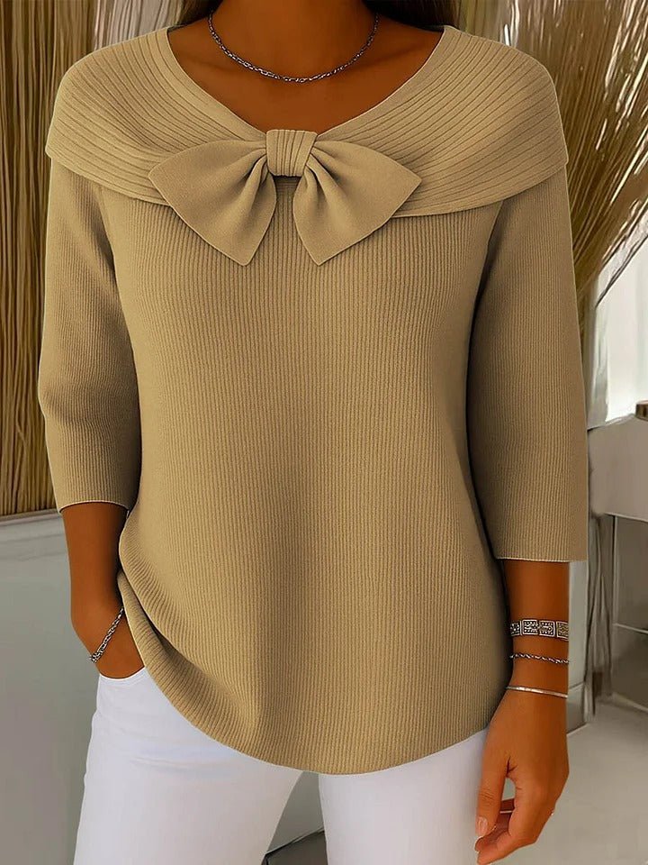 Tivella™ | Sweater with Bow and Round Neckline - Rosalie and Grace