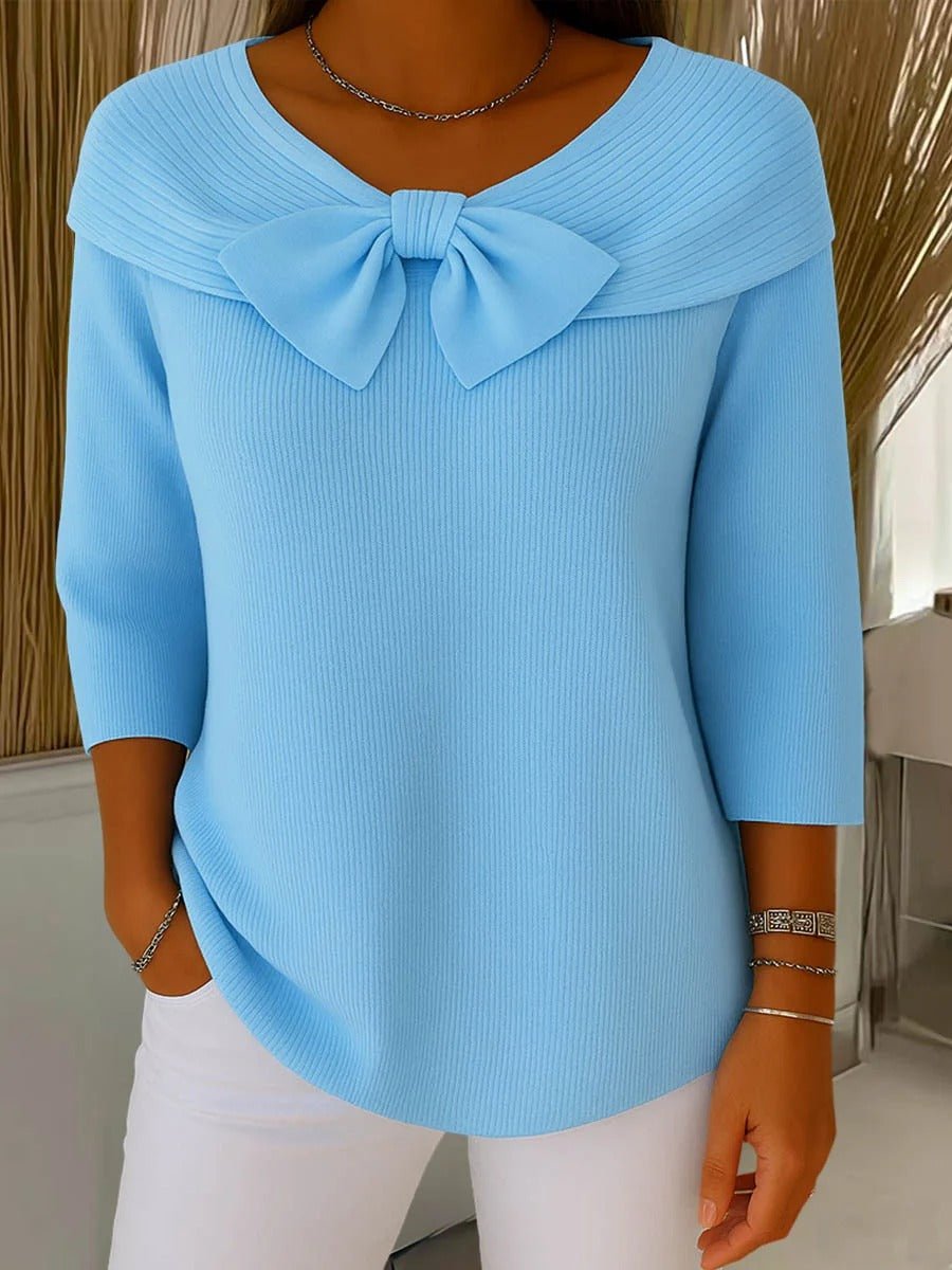 Tivella™ | Sweater with Bow and Round Neckline - Rosalie and Grace