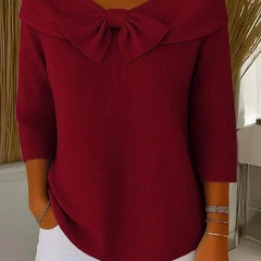Tivella™ | Sweater with Bow and Round Neckline - Rosalie and Grace