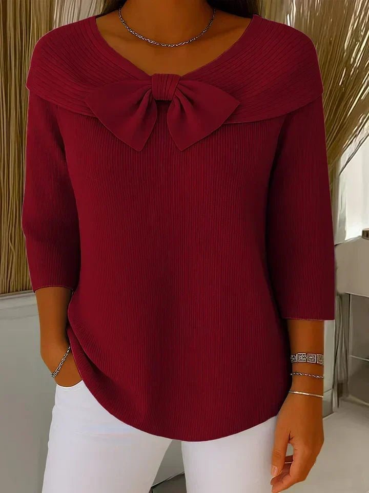 Tivella™ | Sweater with Bow and Round Neckline - Rosalie and Grace