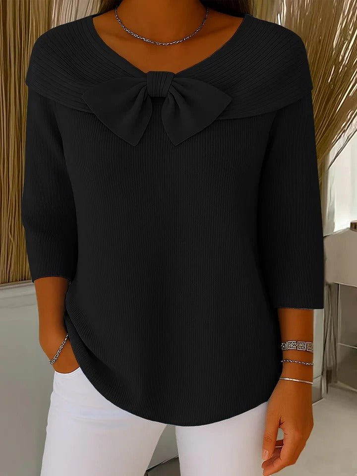 Tivella™ | Sweater with Bow and Round Neckline - Rosalie and Grace