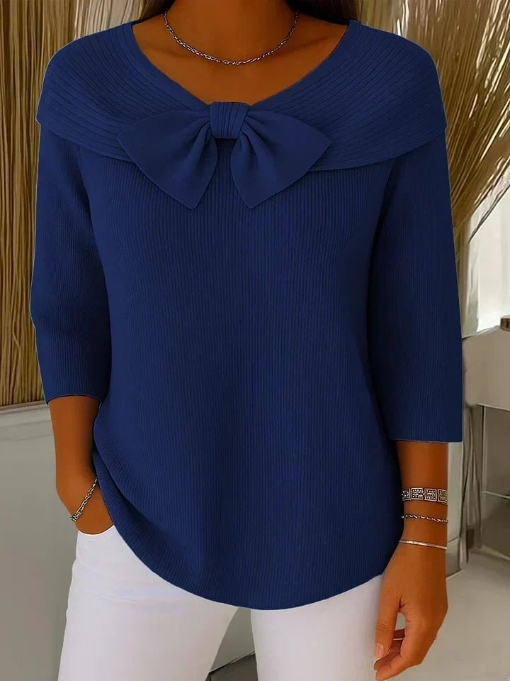 Tivella™ | Sweater with Bow and Round Neckline - Rosalie and Grace