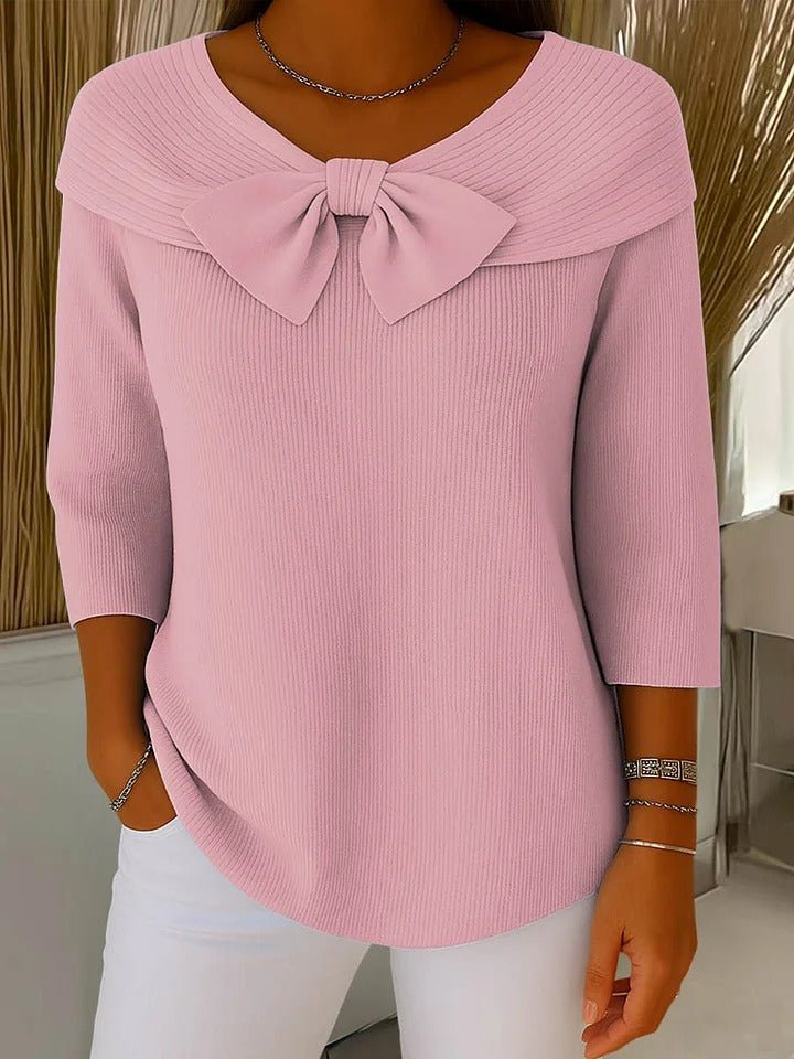 Tivella™ | Sweater with Bow and Round Neckline - Rosalie and Grace