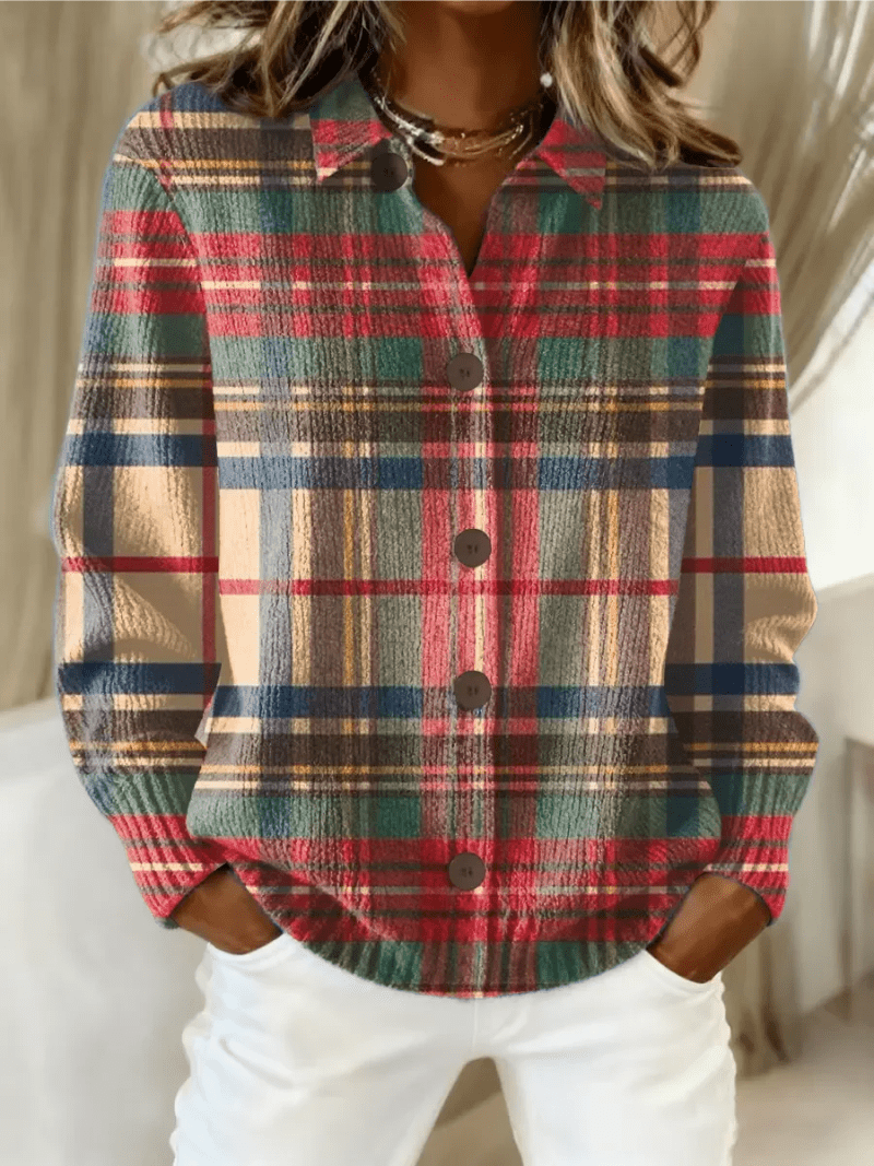 Trelawney™ | Multicolor Plaid Button Cardigan - Rosalie and Grace
