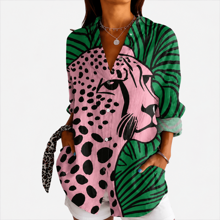 Tropical Leopard Art Blouse - Rosalie and Grace