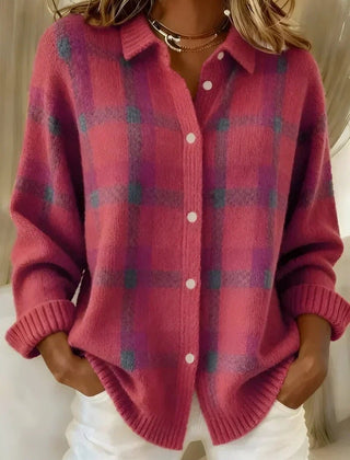 Vexana™ | Classic Collared Plaid Cardigan - Rosalie and Grace