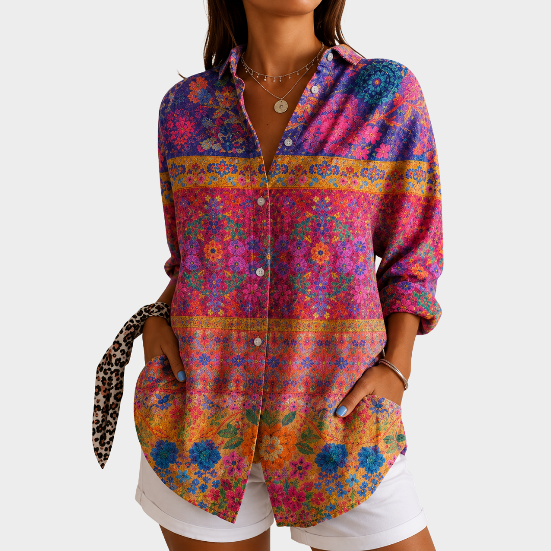 Vibrant Garden Mosaic Blouse - Rosalie and Grace