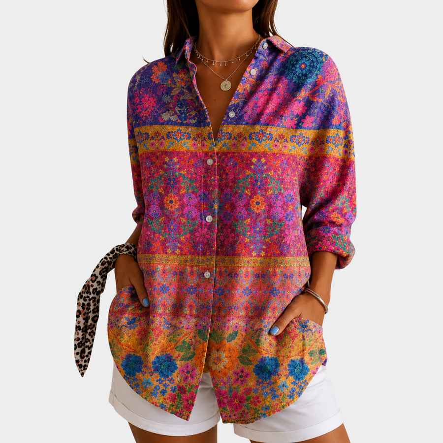 Vibrant Garden Mosaic Blouse - Rosalie and Grace
