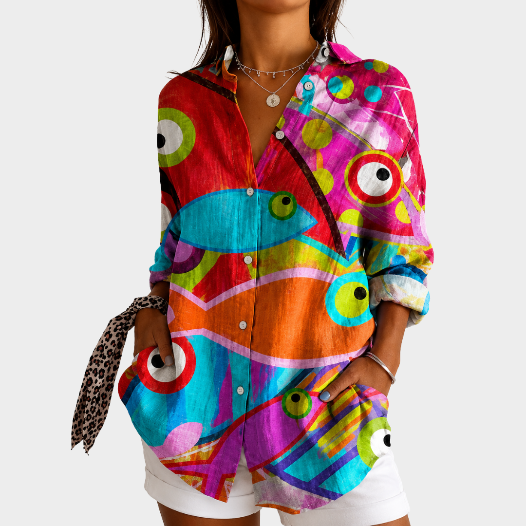 Vibrant Mosaic Art Blouse - Rosalie and Grace