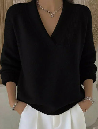 Vivelle™ | Relaxed V-Neck Sweater - Rosalie and Grace