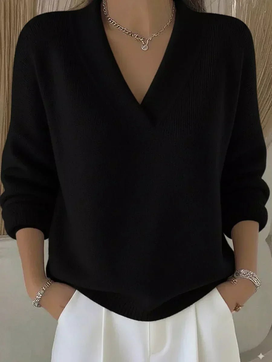 Vivelle™ | Relaxed V-Neck Sweater - Rosalie and Grace