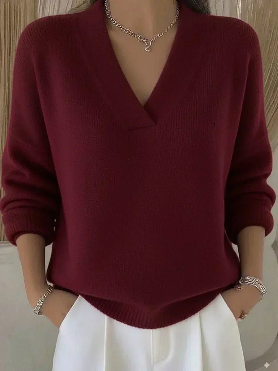 Vivelle™ | Relaxed V-Neck Sweater - Rosalie and Grace