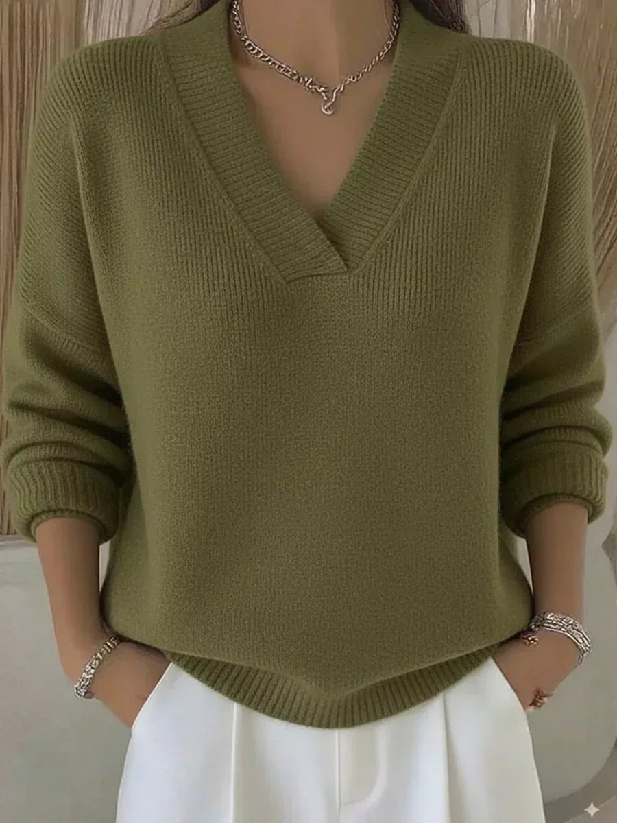 Vivelle™ | Relaxed V-Neck Sweater - Rosalie and Grace