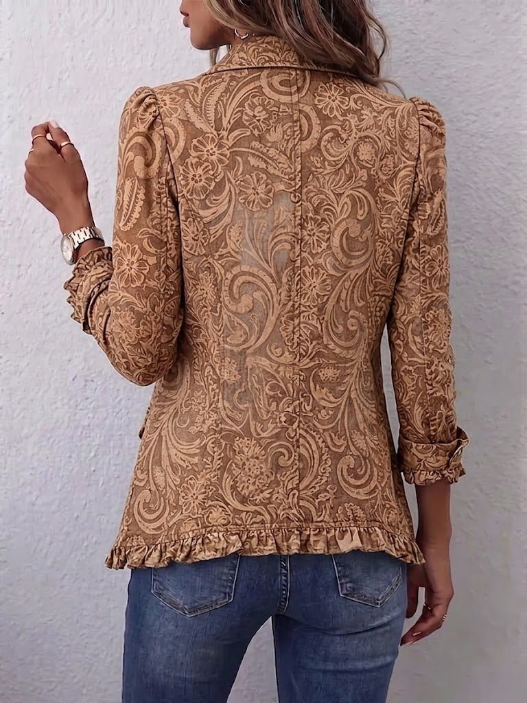 Vyclara™ | Vintage Bohemian Floral Print Ruffled Jacket - Rosalie and Grace