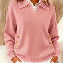 Vynette™ | V-Neck Sweater with Collar - Rosalie and Grace