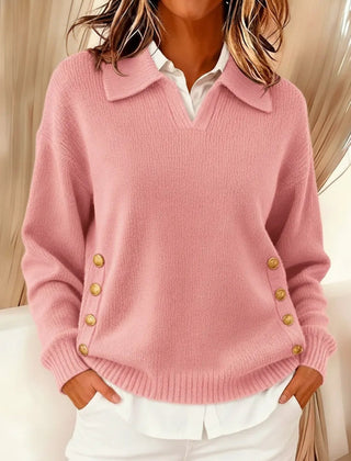 Vynette™ | V-Neck Sweater with Collar - Rosalie and Grace