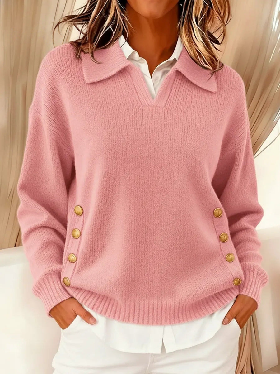 Vynette™ | V-Neck Sweater with Collar - Rosalie and Grace