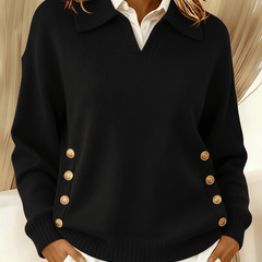 Vynette™ | V-Neck Sweater with Collar - Rosalie and Grace