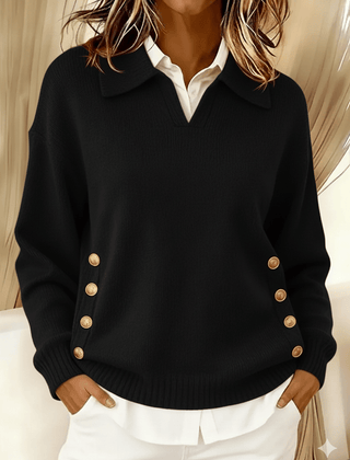 Vynette™ | V-Neck Sweater with Collar - Rosalie and Grace