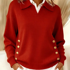 Vynette™ | V-Neck Sweater with Collar - Rosalie and Grace