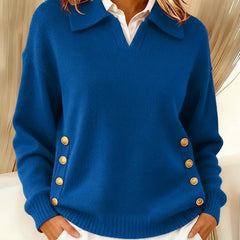 Vynette™ | V-Neck Sweater with Collar - Rosalie and Grace