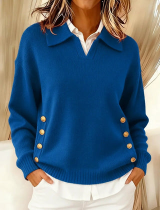 Vynette™ | V-Neck Sweater with Collar - Rosalie and Grace