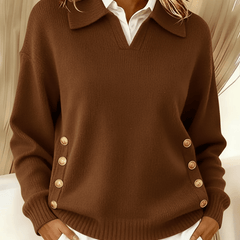 Vynette™ | V-Neck Sweater with Collar - Rosalie and Grace