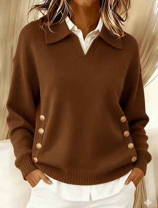 Vynette™ | V-Neck Sweater with Collar - Rosalie and Grace