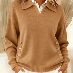 Vynette™ | V-Neck Sweater with Collar - Rosalie and Grace