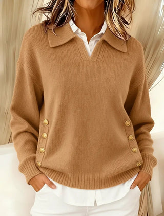 Vynette™ | V-Neck Sweater with Collar - Rosalie and Grace