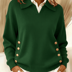 Vynette™ | V-Neck Sweater with Collar - Rosalie and Grace