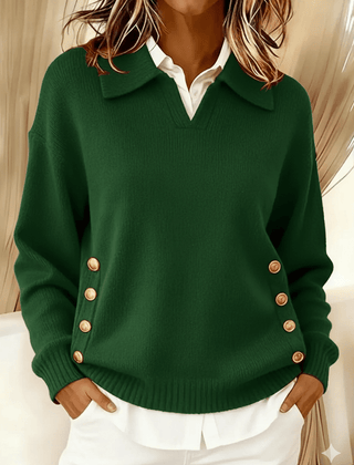 Vynette™ | V-Neck Sweater with Collar - Rosalie and Grace