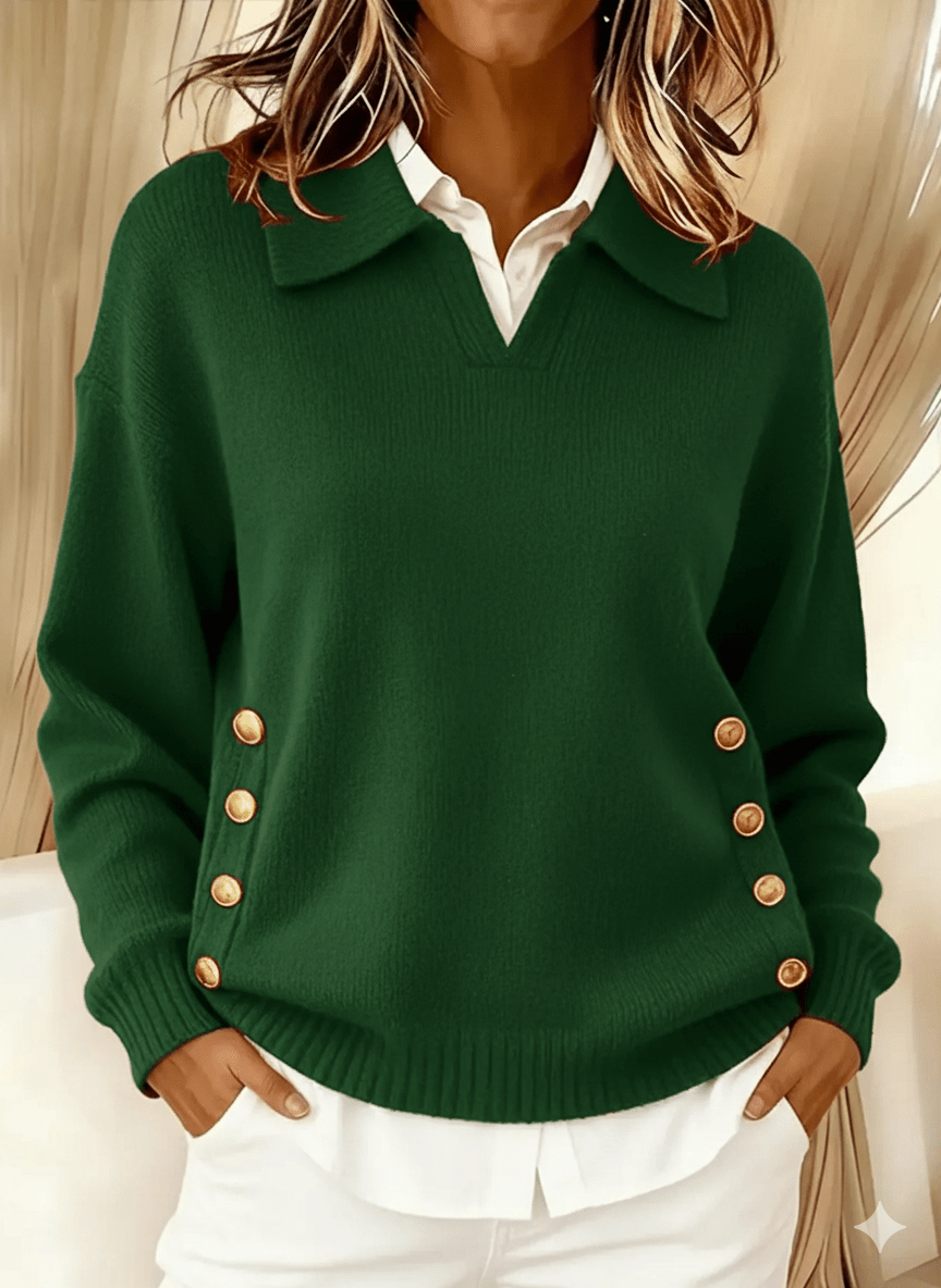 Vynette™ | V-Neck Sweater with Collar - Rosalie and Grace
