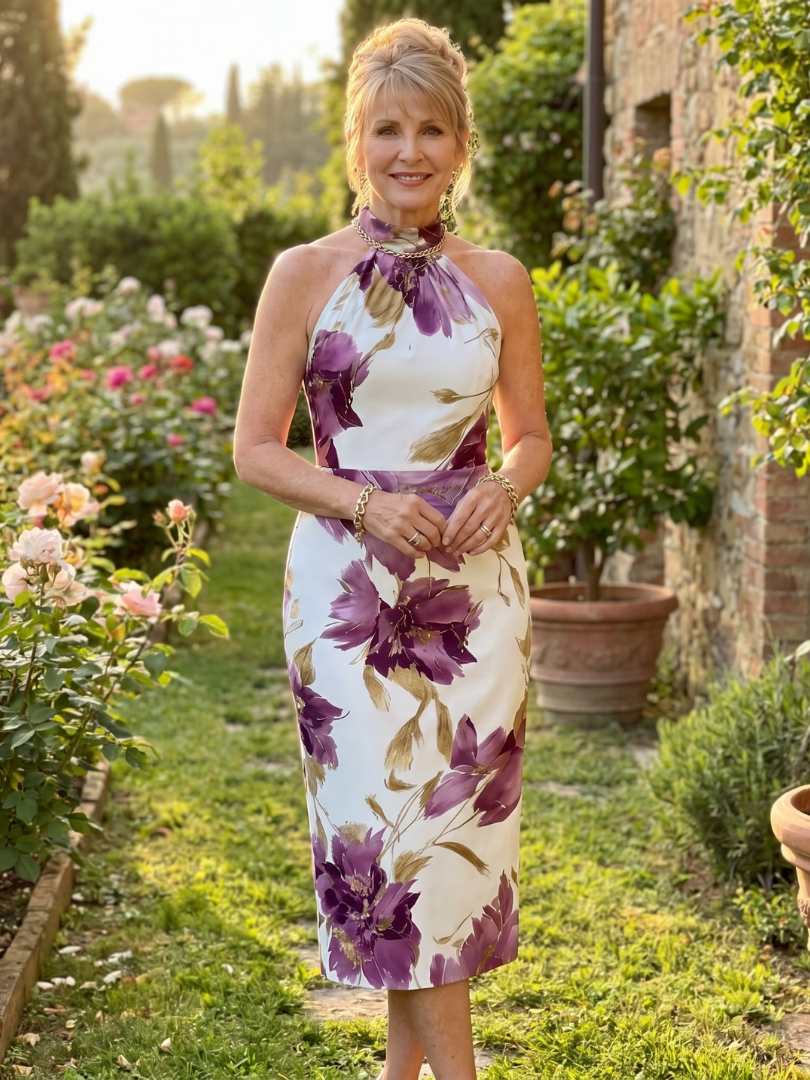 Zinnara™ | Halter Neck Floral Print Midi Dress - Rosalie and Grace